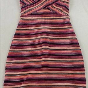 Guess Strapless Dress with Pink and Purple Stripes